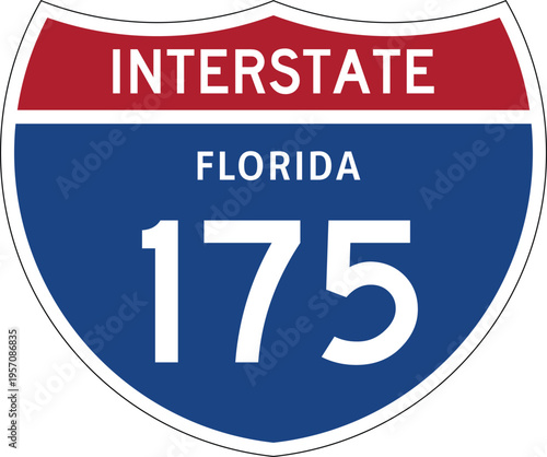 Interstate 175 Florida US I-175 Highway Route Shield Badge Vector