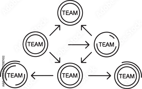 Teamwork and collaboration vector illustration with interconnected teams