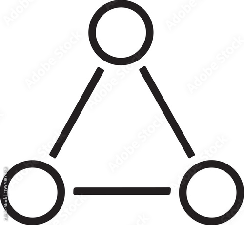 Triangle connection vector illustration with three nodes flat design