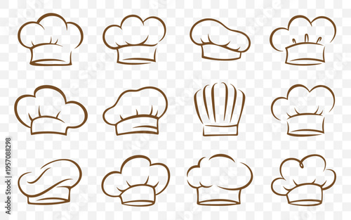 Restaurant icons set of cooking chef hats