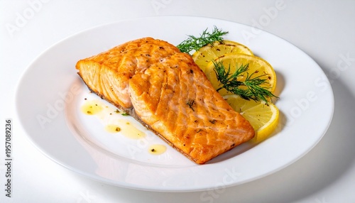 Grill salmon with lemon and dill