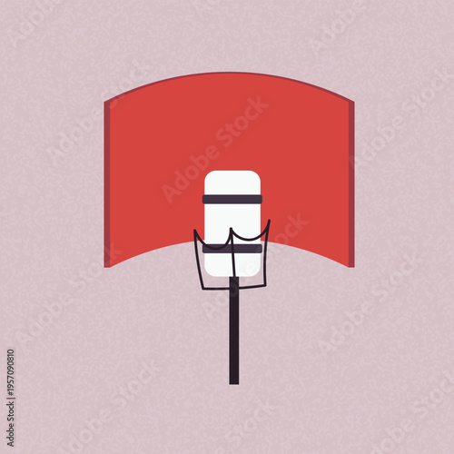 Professional Studio Condenser Microphone with Red Acoustic Reflection Filter Shield and Shock Mount for High-Quality Audio Recording, Podcasting, Radio Broadcasting, and Vocal Voiceover Work