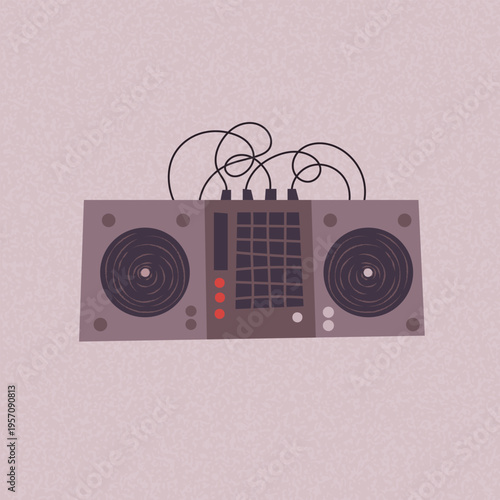 Professional DJ Turntable Mixer with Vinyl Players and Sampler Pad for Music Mixing, Nightclub Performance, Electronic Dance Music Production, Audio Equipment for Disco Parties and DJ Sets