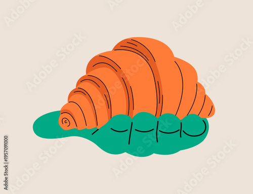 Hand holding croissant. Colorful vector illustration
