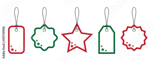 set of different blank christmas paper tag labels isolated vector illustration