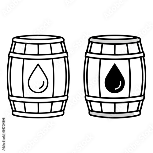 Crude Oil and Biofuel Barrel Industrial Energy Storage Icons