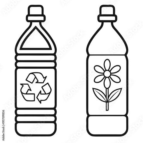 Plastic Water Bottle Recycling and Sustainable Packaging Symbols