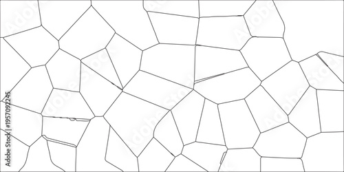 Abstract black & white metal grid isolated on the white background. Abstract geometric pattern with crossing thin straight lines. Geometric network of irregular polygons with clean, minimalistic lines