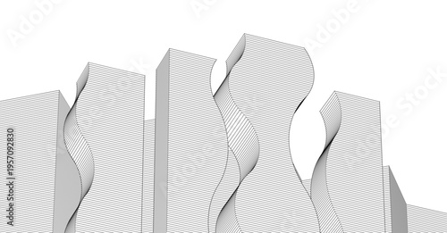 abstract modern city 3d rendering