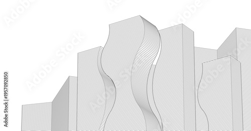 abstract modern city 3d rendering