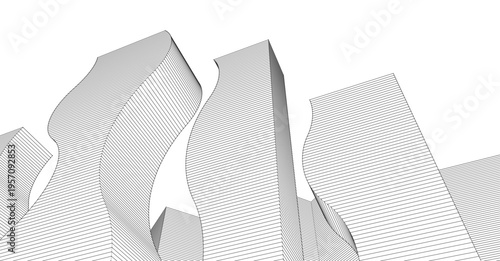 abstract modern city 3d rendering