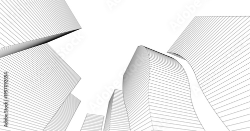 abstract modern city 3d rendering