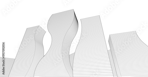 abstract modern city 3d rendering