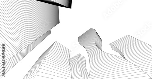 abstract modern city 3d rendering