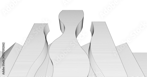 abstract modern city 3d rendering