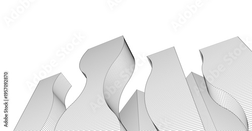 abstract modern city 3d rendering