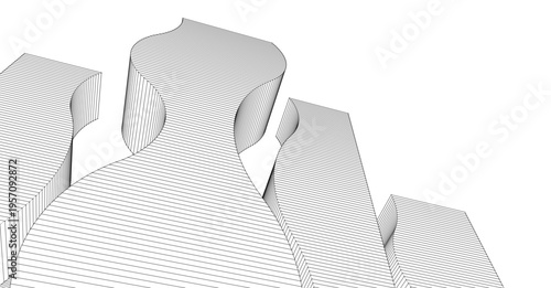 abstract modern city 3d rendering