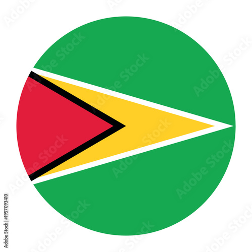 Free Download Circular Guyanese flag badge. Golden Arrowhead national symbol of Guyana. - GFXLoad