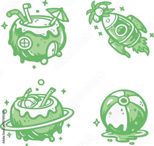 Coconut Summer Universe Doodle Set