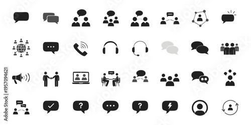 A cute collection of people icons set in a fun cartoon character design featuring a business vector illustration and comic face art pattern.