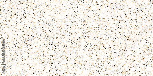 Minimalist brown background with dense fine black speckles, terrazzo flooring texture polished stone, organic grain texture, random noise pattern, soft contrast, clean and modern abstract surface.