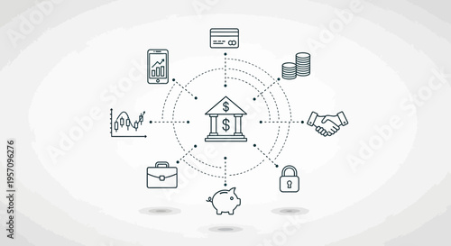 Centralized Banking Services Network Infographic