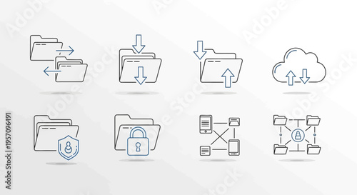 Data Management and Security Icon Set for Digital Infrastructure