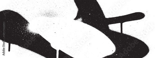 Black spray paint graffiti tag texture, abstract energetic strokes on white background, urban art element, hand drawn