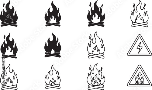 Fire icon vector set