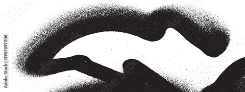 Black spray paint bat silhouette with rough edges and speckled texture on white background, abstract art