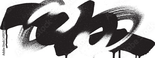 Black graffiti tag with dripping paint effect and granular texture, abstract urban art for creative graphic design, spray paint
