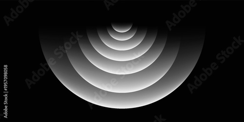 sensor waves set icon on grid transparent, ripple white color, sound wave light effect, radar and sonar digital technology, vector illustration
