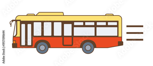 走っている赤いバス（線あり）