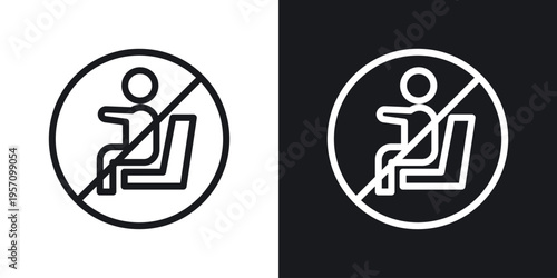 No sitting sign set in black and white stroke lines