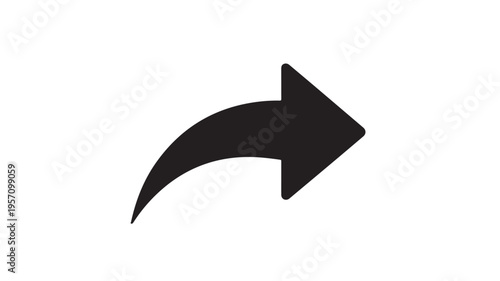 Right curved arrow direction sign progress growth forward movement vector illustration flat design