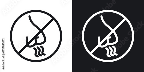 No smell sign set in black and white stroke lines