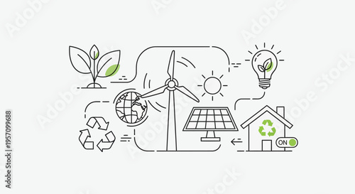 Set of eco friendly icons vector, sustainable living symbols
