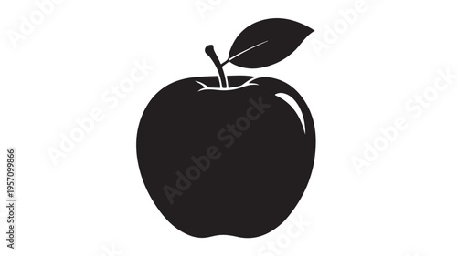 Red apple with green leaf isolated on white background vector illustration flat design