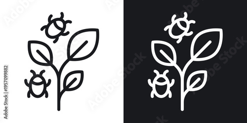 Pest plant icon set in black and white stroke lines