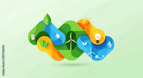 Set of colorful eco icons vector, environmental symbols