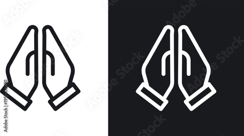 Pray icon setin black and white stroke lines