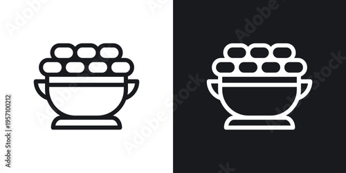Ramadan breakfast icon set in black and white stroke lines