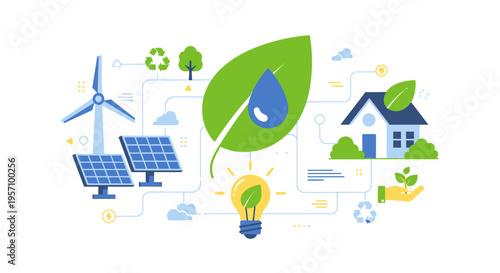 Set of eco friendly icons vector, sustainable living symbols