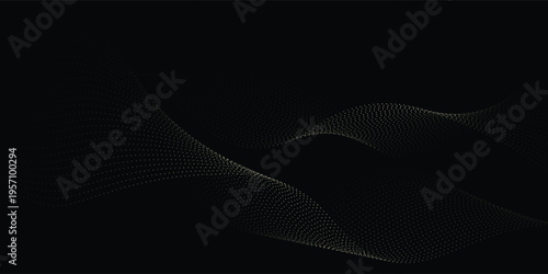 Gold shiny abstract wave. Design element with glitter effect on black background.eps10
