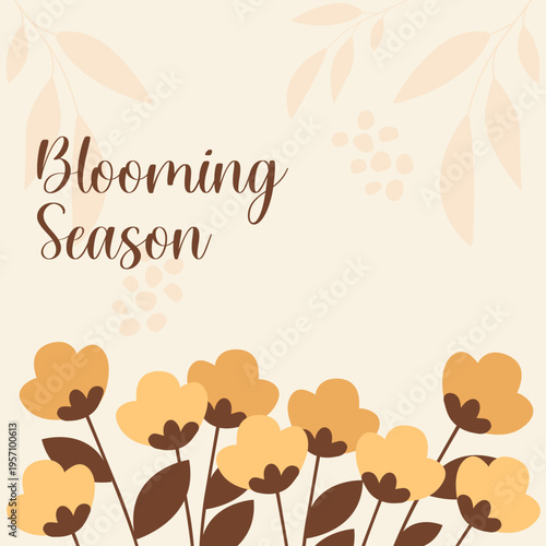 Vintage spring greeting, simple and beautiful, flowers
