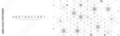 Modern health care or medical background design. Health care innovation concept. Horizontal header web banner. Abstract geometric background with hexagon shapes for medicine, science, chemistry.