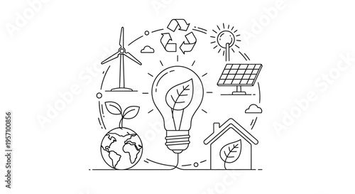 Set of eco friendly icons vector, sustainable energy symbols