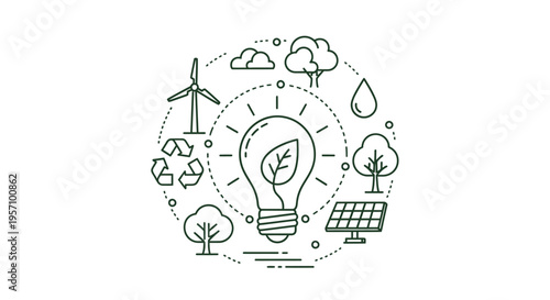 Eco friendly icons set vector, green energy symbols