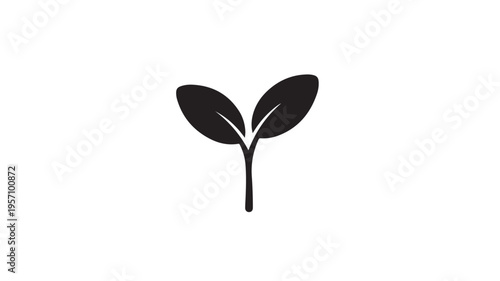 Minimalist young plant sprouting growth hope nature symbol flat design vector illustration