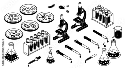 Circular Health Protection and Hygiene Icons Black Silhouette Composition Vector Illustration